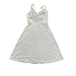 Vintage Sears White Front Lace Sleeveless Slip lingerie Dress Size 32